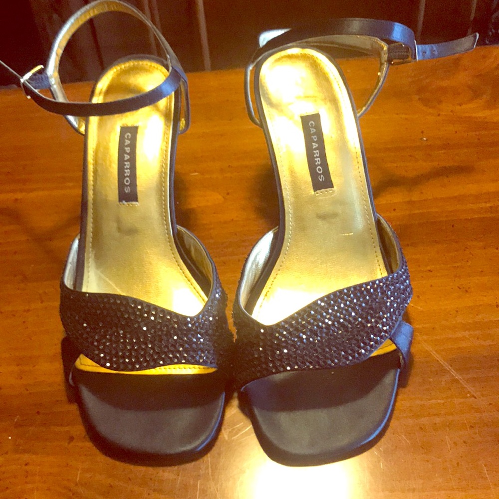 Caparros Navy Silk Beaded shoes